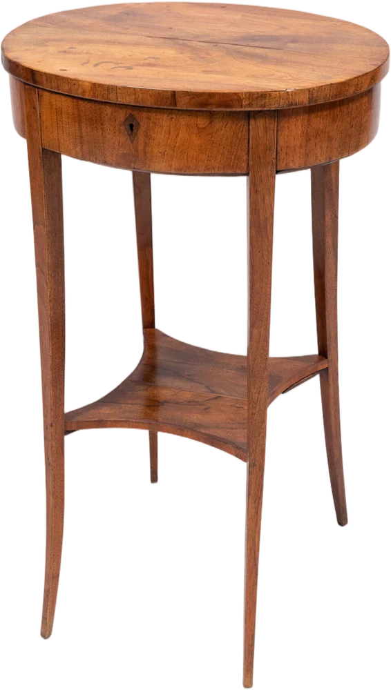 Elegantes, sehr zierliches, ovales Biedermeier- Nähtischchen.