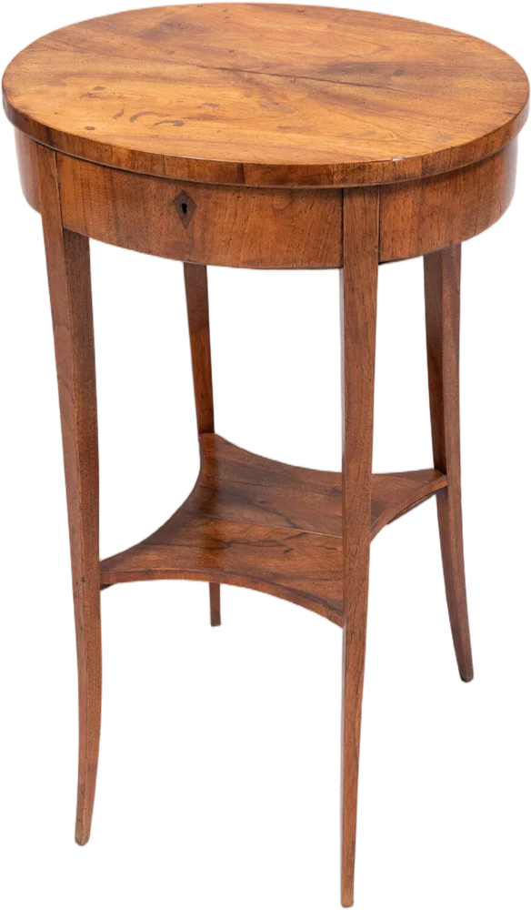 Elegantes, sehr zierliches, ovales Biedermeier- Nähtischchen.