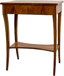 Biedermeier- Nähtisch mit verdeckter Kopfschublade.