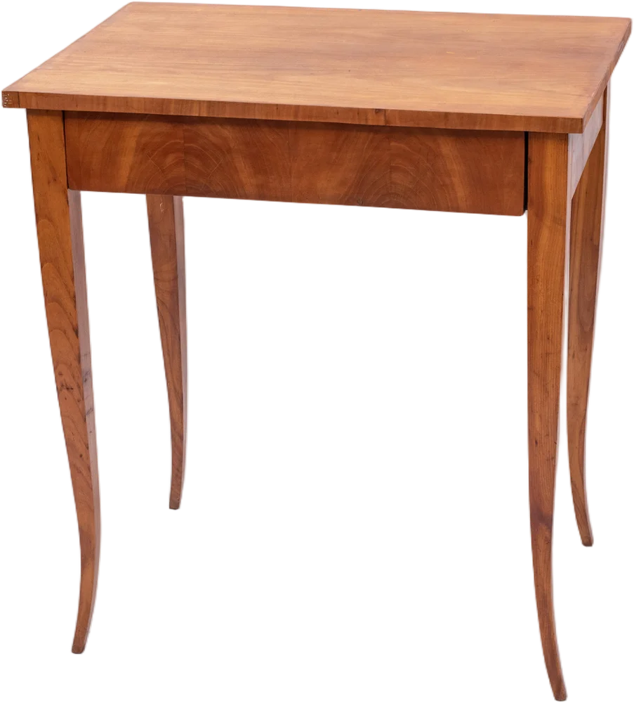 Eleganter Biedermeier- Beistelltisch mit plan eingelassenem Kopfschub.