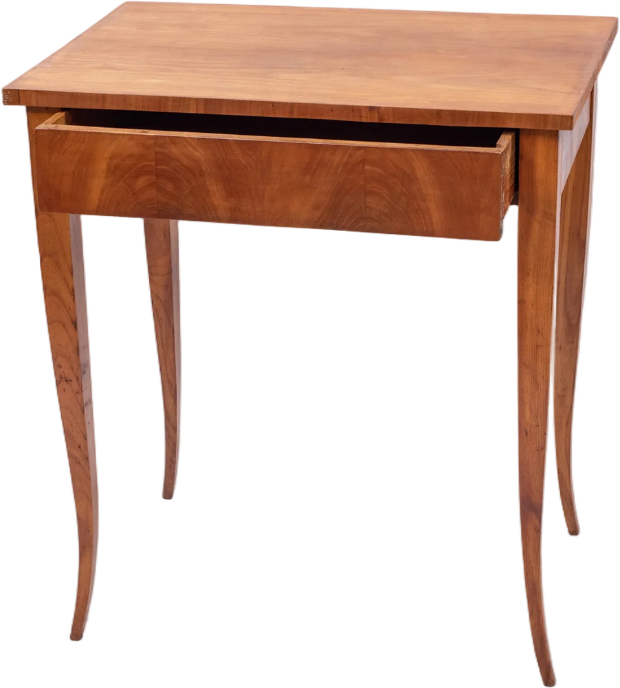 Eleganter Biedermeier- Beistelltisch mit plan eingelassenem Kopfschub.