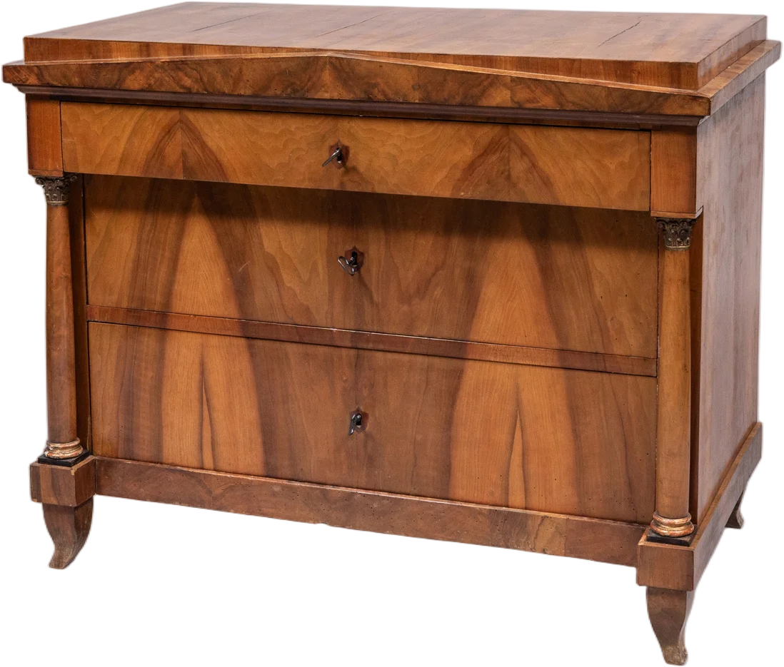 Biedermeierkommode mit besonders ausdrucksstarkem Furnierbild.