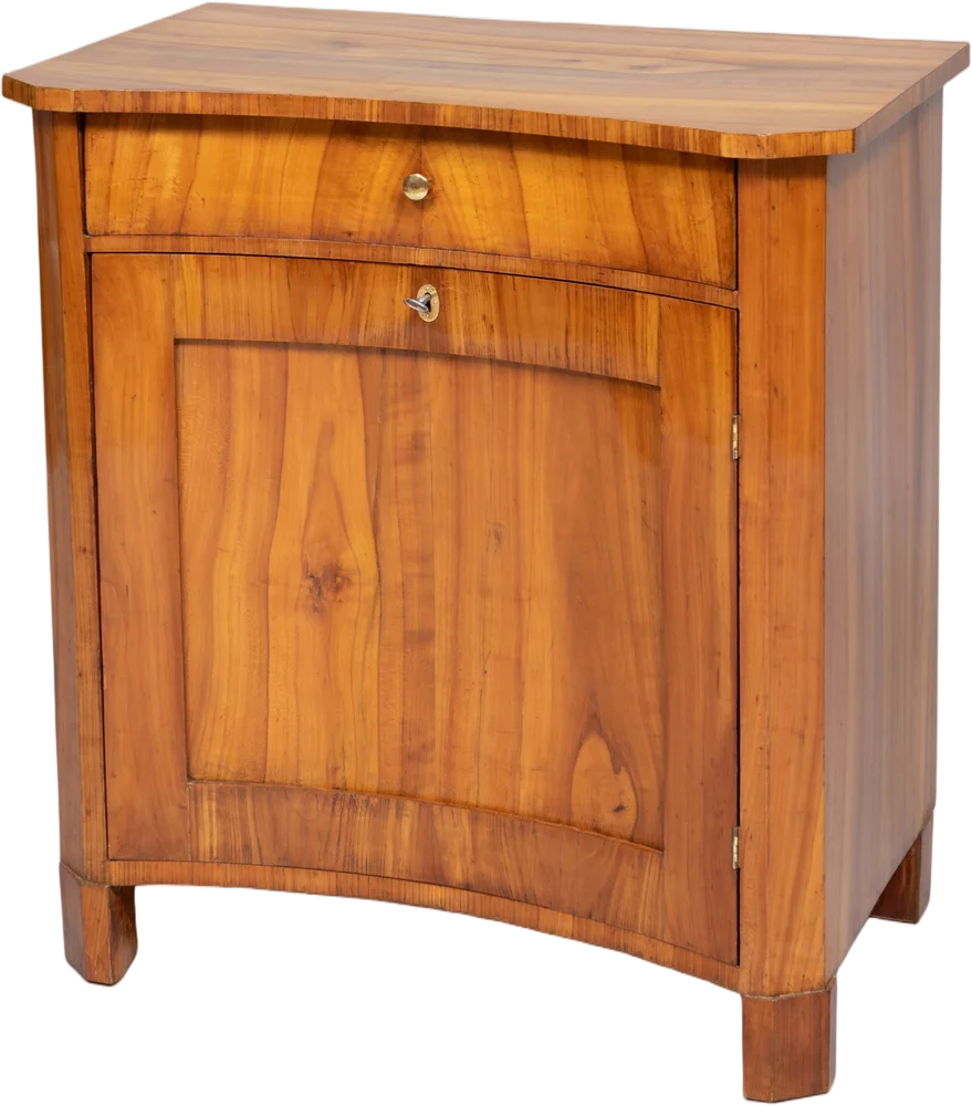 Zierlicher Biedermeier- Halbschrank mit konkav eingezogener Mitteltür.