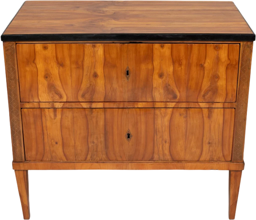 Zweischübige Biedermeierkommode mit ausgesucht schönem Furnierbild.