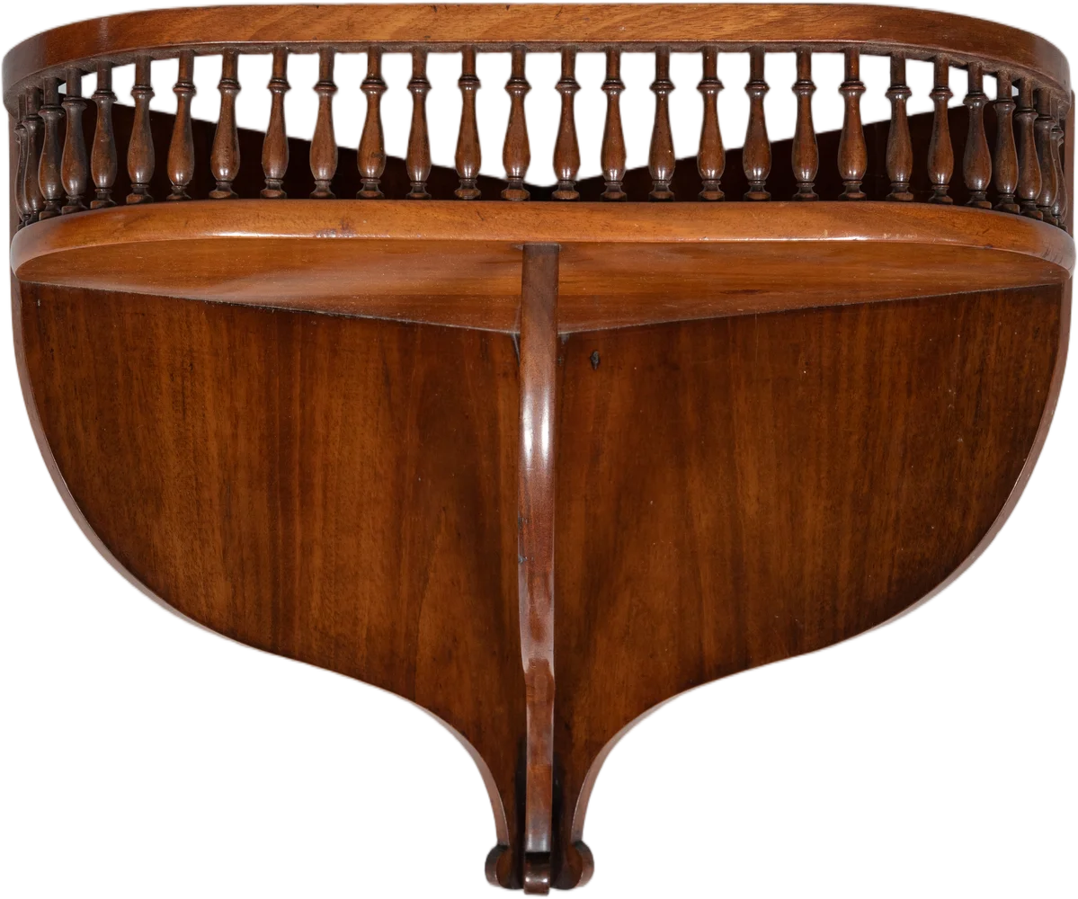 Zierliches Biedermeier- Eckmöbel mit umlaufender Balustrade. Konservierter Originalzustand.