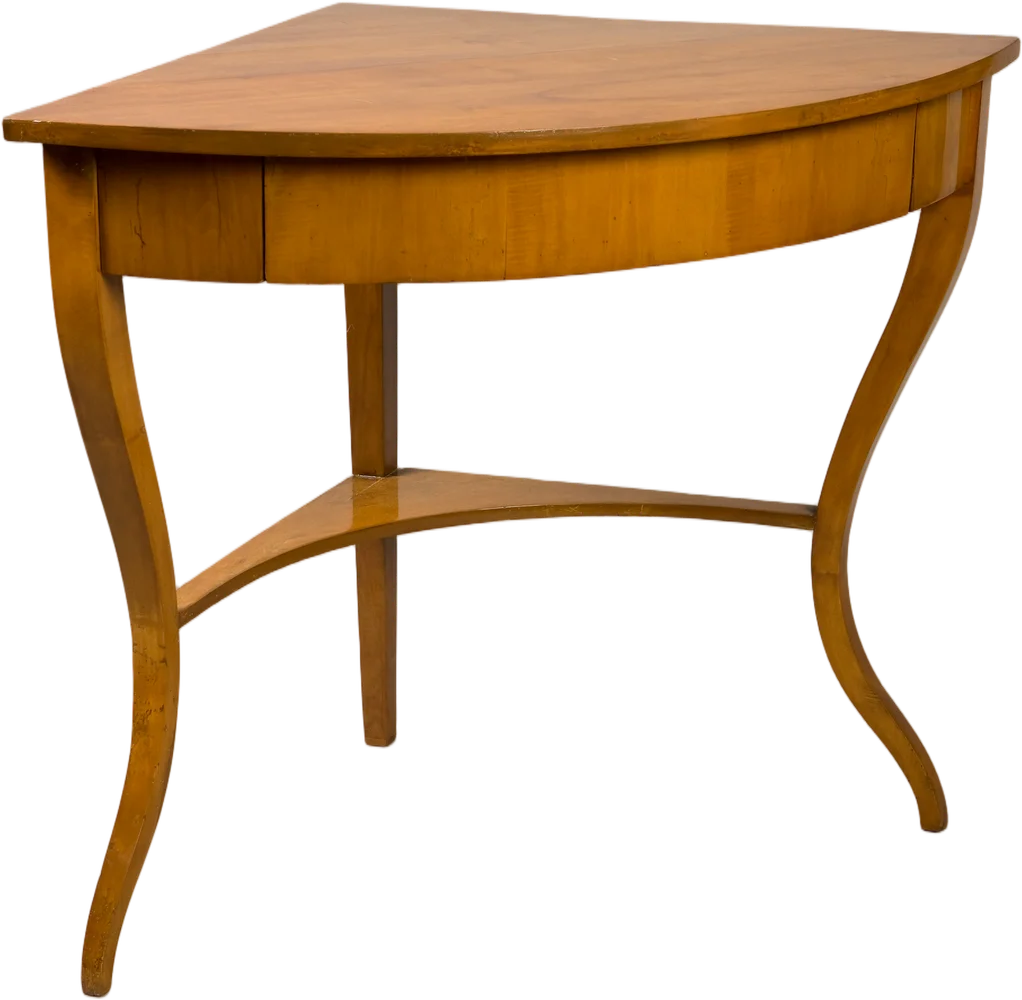 Elegante Biedermeier- Eckkonsole mit zwei Schubladen.
