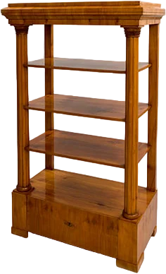 Außergewöhnliche Biedermeier- Etagère mit Vollsäulen in Form von Ährenbündeln.