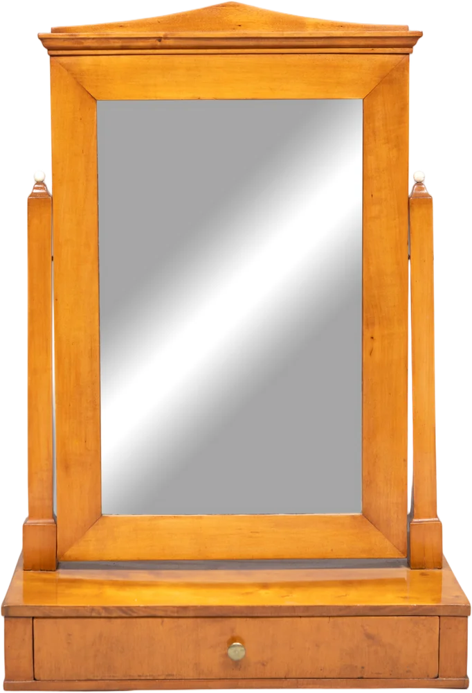 Biedermeier- Tischspiegelaufsatz; sog. „Tischpsyche“. Frei platzierbar.