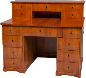 Biedermeier- Schreibtisch mit abnehmbarem Aufsatz.
