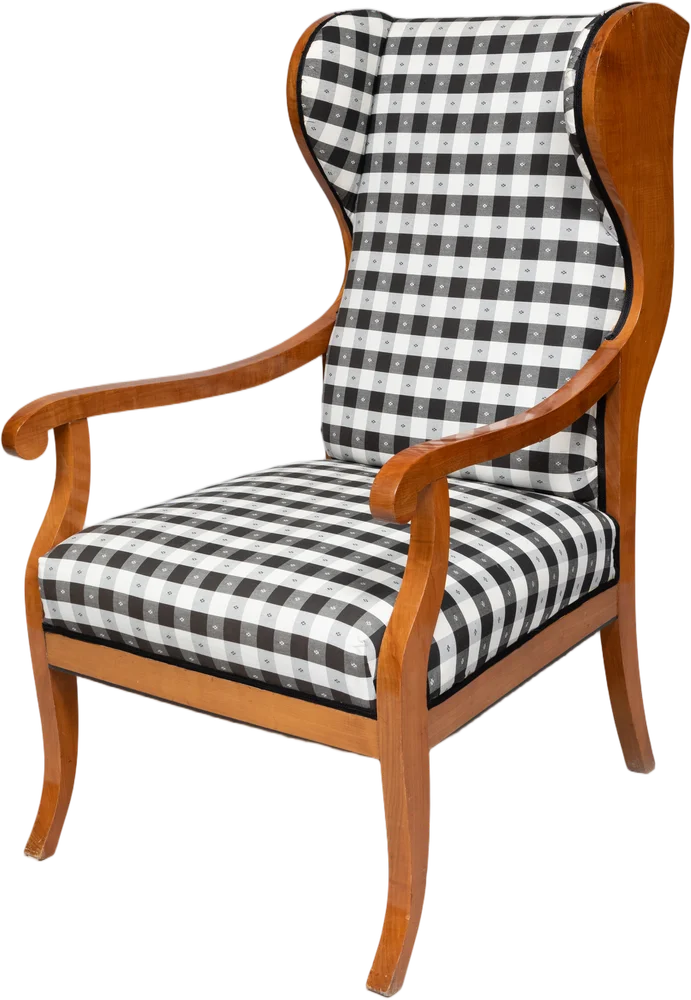 Eleganter Biedermeier- Ohrenbackensessel.