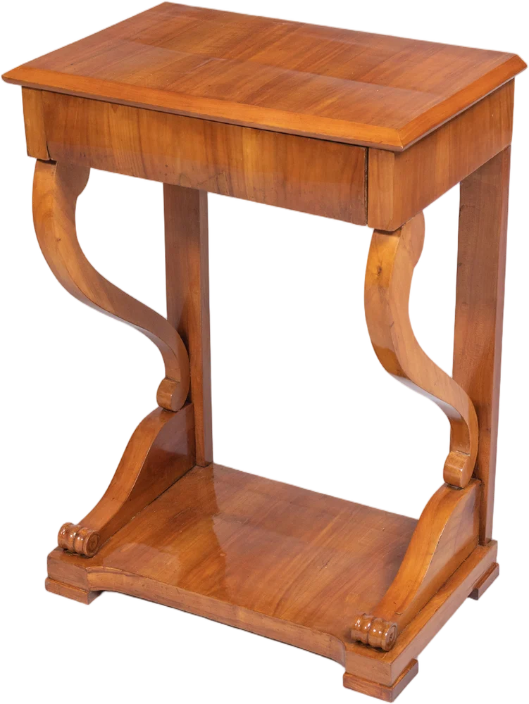 Biedermeier- Auszugtisch mit achteckigem, partiell kanneliertem Fuß.