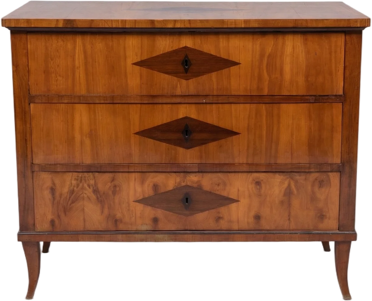 Ensemble bestehend aus Biedermeier- Sammlungsschrank und dazugehöriger Kommode. Originalzustand.